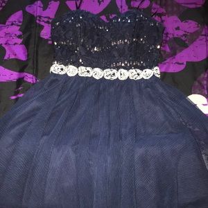 NAVY BLUE SHORT HOMECOMING DRESS